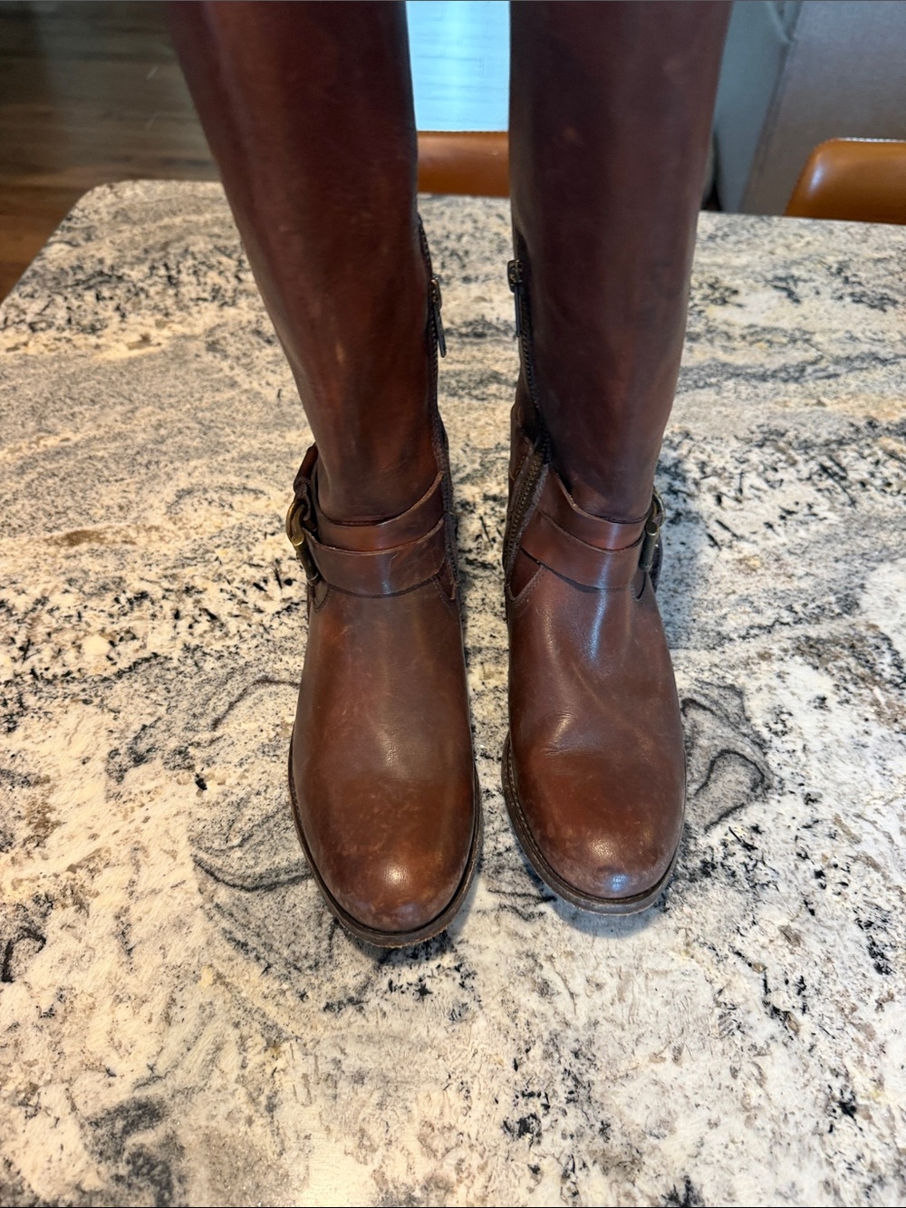 Frye 5.5 Tall Brown Leather Riding Boots - Picture 3 of 7